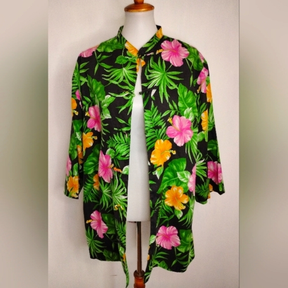 LARGE TROPICAL LINEN JACKET - Picture 1 of 7